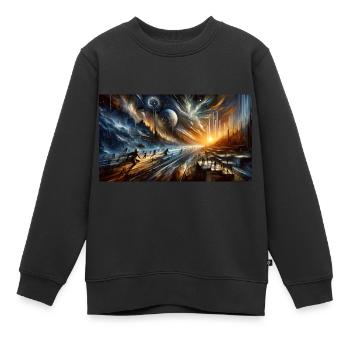 Dawn of Epochs – Futuristic Dystopian Cave Art - Kids Premium Organic Sweatshirt - black - Front - AI Model Kid Female (0cm)
