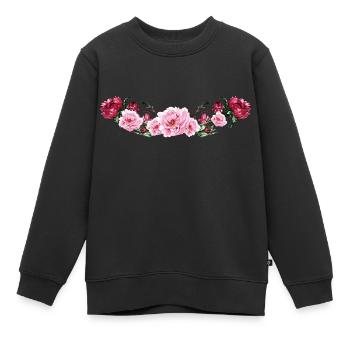 Fleurs - Sweat Premium enfant bio - noir - Devant - AI Model Kid Female (0cm)