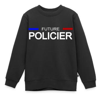 Future policier - Sweat Premium enfant bio - noir - Devant - AI Model Kid Female (0cm)