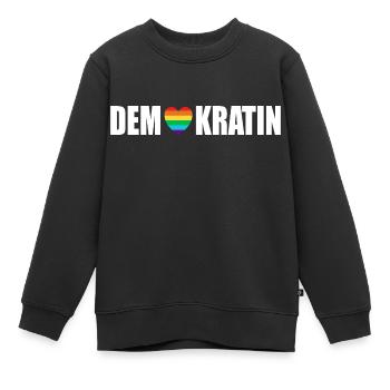 Demokratin Demonstration gegen rechts Demokratie - Kinder Premium Organic Sweatshirt - Schwarz - Vorne - AI Model Kid Female (0cm)