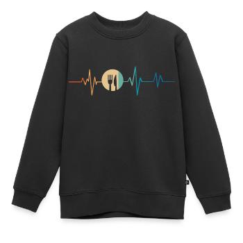 Retro Heartbeat Löffel und Gabel - Kinder Premium Organic Sweatshirt - Schwarz - Vorne - AI Model Kid Female (0cm)
