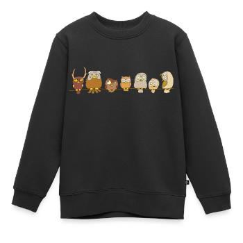 Famille de chouettes - Sweat Premium enfant bio - noir - Devant - AI Model Kid Female (0cm)