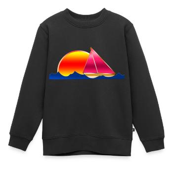 Sailing Yacht Sea Sun - Sweat Premium enfant bio - noir - Devant - AI Model Kid Female (0cm)