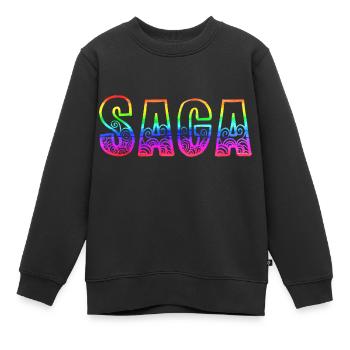 saga rs regenbogen - Kinder Premium Organic Sweatshirt - Schwarz - Vorne - AI Model Kid Female (0cm)