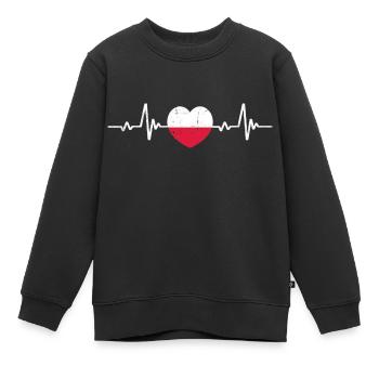 Polen Polska Polnisch Polnische Flagge Retro - Kinder Premium Organic Sweatshirt - Schwarz - Vorne - AI Model Kid Female (0cm)