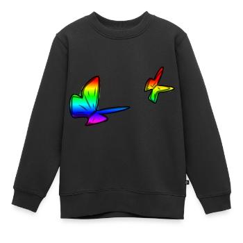 bunte schmetterlinge schmetterling bunt symbol - Kinder Premium Organic Sweatshirt - Schwarz - Vorne - AI Model Kid Female (0cm)