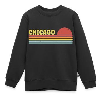 Hippie des années 70 à Chicago - Sweat Premium enfant bio - noir - Devant - AI Model Kid Female (0cm)