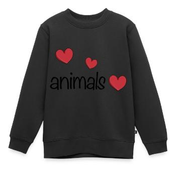 Tiere drei herzen tierliebe - Kinder Premium Organic Sweatshirt - Schwarz - Vorne - AI Model Kid Female (0cm)