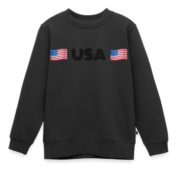 USA - Kinder Premium Organic Sweatshirt - Schwarz - Vorne - AI Model Kid Female (0cm)
