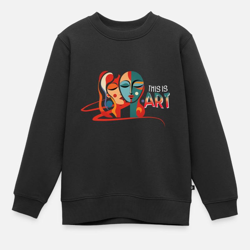 This Is Art Faces - Kinder Premium Organic Sweatshirt - Schwarz