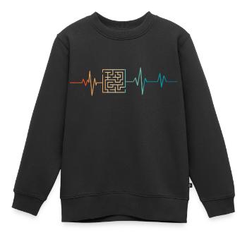 Battement de coeur rétro labyrinthe - Sweat Premium enfant bio - noir - Devant - AI Model Kid Female (0cm)
