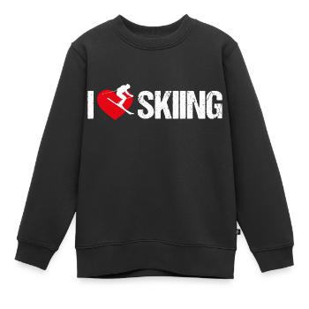 I love skiing - Kinder Premium Organic Sweatshirt - Schwarz - Vorne - AI Model Kid Female (0cm)