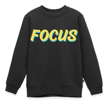 Large Focus - Sweat Premium enfant bio - noir - Devant - AI Model Kid Female (0cm)