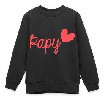 SUPER PAPY. PAPY. FÊTE DES PÈRES. BONNE FÊTE PAPY. - Sweat Premium enfant bio - noir - Devant - AI Model Kid Female (0cm)