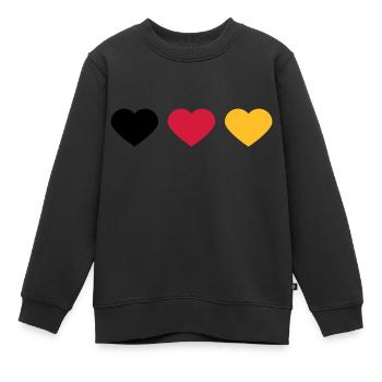 3 Herzen Deutschland Flagge Farben Liebe Deutsch - Kinder Premium Organic Sweatshirt - Schwarz - Vorne - AI Model Kid Female (0cm)