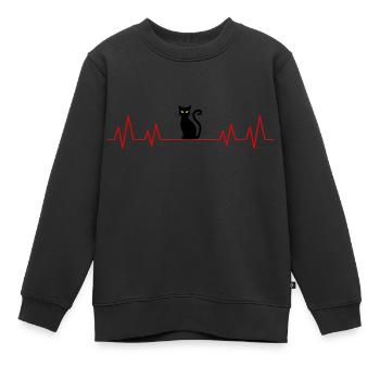 Cat Heartbeat Heartbeat Cat Hangover - Kids Premium Organic Sweatshirt - black - Front - AI Model Kid Female (0cm)