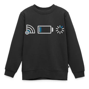 Internet sans connexion batterie - Sweat Premium enfant bio - noir - Devant - AI Model Kid Female (0cm)