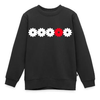 Zahnräder in weiß und rot - Kinder Premium Organic Sweatshirt - Schwarz - Vorne - AI Model Kid Female (0cm)