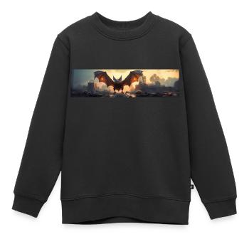 apocalypse world after mankind giant bat - Kids Premium Organic Sweatshirt - black - Front - AI Model Kid Female (0cm)
