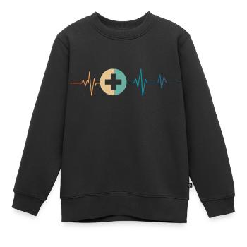 Retro Herzschlag Medizin - Kinder Premium Organic Sweatshirt - Schwarz - Vorne - AI Model Kid Female (0cm)