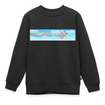 keep smiling all day flyer - Kids Premium Organic Sweatshirt - black - Front - AI Model Kid Female (0cm)