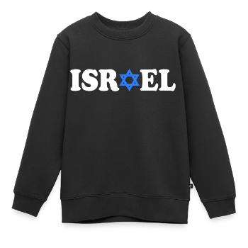 Israel - Sweat Premium enfant bio - noir - Devant - AI Model Kid Female (0cm)