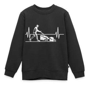 Tondeuse à gazon Heartbeat Herbe tondre jardinage - Sweat Premium enfant bio - noir - Devant - AI Model Kid Female (0cm)