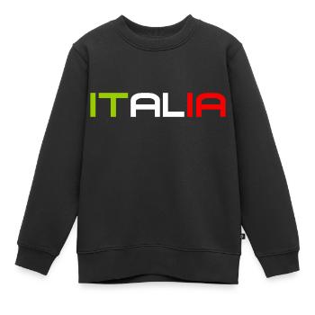 Italia - Italy - Italien - Slogan - Kinder Premium Organic Sweatshirt - Schwarz - Vorne - AI Model Kid Female (0cm)