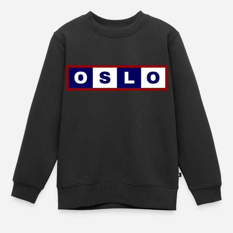 Oslo, Norvège, Typographie minimale - Sweat Premium enfant bio - noir