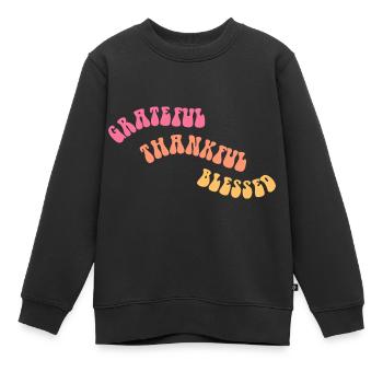 Grateful Thankful - Dankbarkeit - Geschenk - Kinder Premium Organic Sweatshirt - Schwarz - Vorne - AI Model Kid Female (0cm)