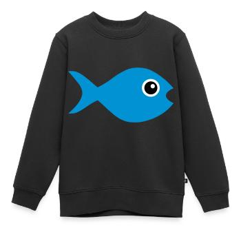 ★ Couleurs de conception modifiables ★ Poisson aux yeux écarquillés - Sweat Premium enfant bio - noir - Devant - AI Model Kid Female (0cm)