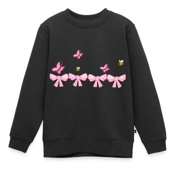 schleifen rosa schmetterling natur - Kinder Premium Organic Sweatshirt - Schwarz - Vorne - AI Model Kid Female (0cm)