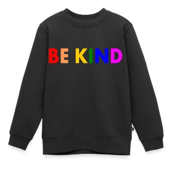 Be kind - Kids Premium Organic Sweatshirt - black - Front - AI Model Kid Female (0cm)