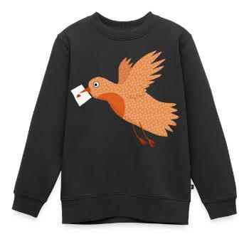 Vogel mit Brief - Kinder Premium Organic Sweatshirt - Schwarz - Vorne - AI Model Kid Female (0cm)
