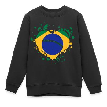 brasilien Flagge Herz-Spiele - Kinder Premium Organic Sweatshirt - Schwarz - Vorne - AI Model Kid Female (0cm)