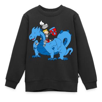 Boy Knight riding Blue Dragon - Kinder Premium Organic Sweatshirt - Schwarz - Vorne - AI Model Kid Female (0cm)