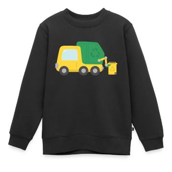 Kleiner Müllrecycling-LKW - Kinder Premium Organic Sweatshirt - Schwarz - Vorne - AI Model Kid Female (0cm)