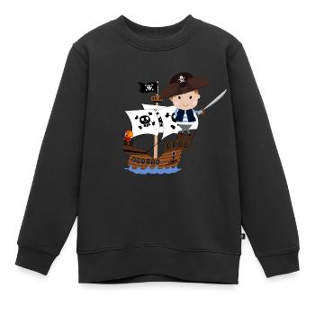 Bateau pirate - Sweat Premium enfant bio - noir - Devant - AI Model Kid Female (0cm)