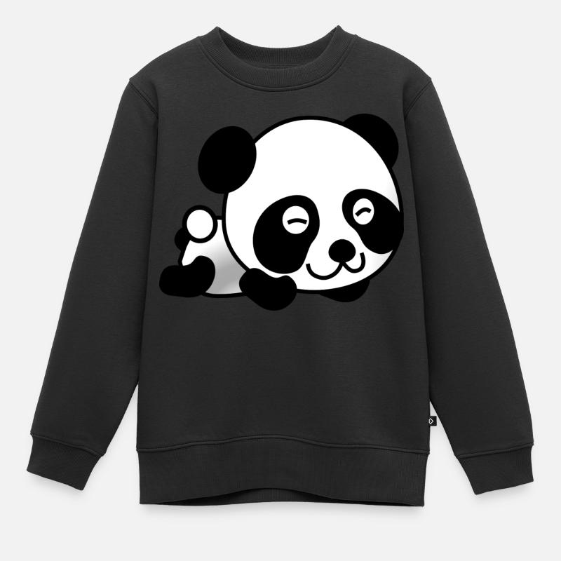 Panda - Kinder Premium Organic Sweatshirt - Schwarz