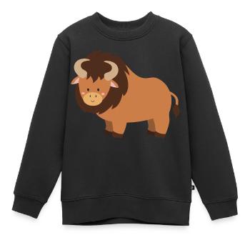 bison - Kinder Premium Organic Sweatshirt - Schwarz - Vorne - AI Model Kid Female (0cm)