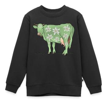 Vache, Edelweiss, Suisse - Sweat Premium enfant bio - noir - Devant - AI Model Kid Female (0cm)