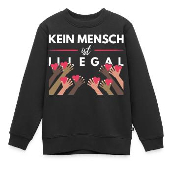 Kein Mensch Ist illegal - Kinder Premium Organic Sweatshirt - Schwarz - Vorne - AI Model Kid Female (0cm)