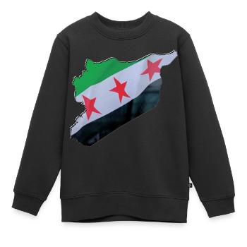 Drapeau de la Syrie sur la carte de la Syrie - Sweat Premium enfant bio - noir - Devant - AI Model Kid Female (0cm)