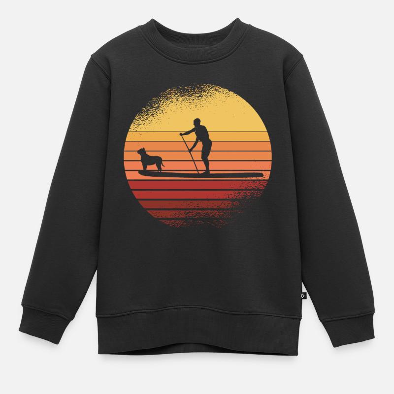SUP avec chien | Idée cadeau pour Stand Up Paddling - Sweat Premium enfant bio - noir