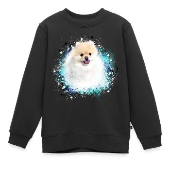 pomerian, spitz ,malteser,hund, Graffiti ,Malerei - Kinder Premium Organic Sweatshirt - Schwarz - Vorne - AI Model Kid Female (0cm)