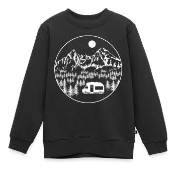 Wohnmobil Campingurlaub Natur Camper Nachthimmel - Kinder Premium Organic Sweatshirt - Schwarz - Vorne - AI Model Kid Female (0cm)