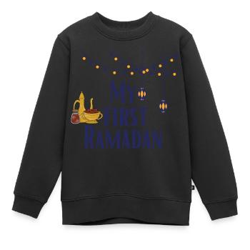 My first Ramadan-Baby/ 1. Eid /Muslim /Islam/Allah - Kinder Premium Organic Sweatshirt - Schwarz - Vorne - AI Model Kid Female (0cm)