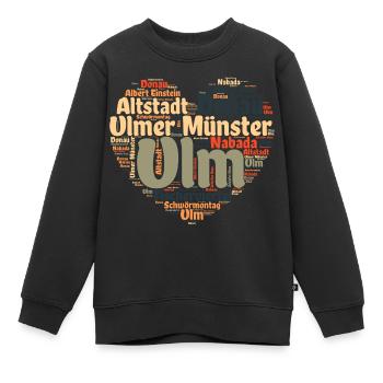 Ulm Donau Herz - Kinder Premium Organic Sweatshirt - Schwarz - Vorne - AI Model Kid Female (0cm)