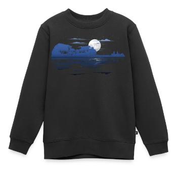 Violin Lake Reflection Geige See Bäume Reflektion - Kinder Premium Organic Sweatshirt - Schwarz - Vorne - AI Model Kid Female (0cm)