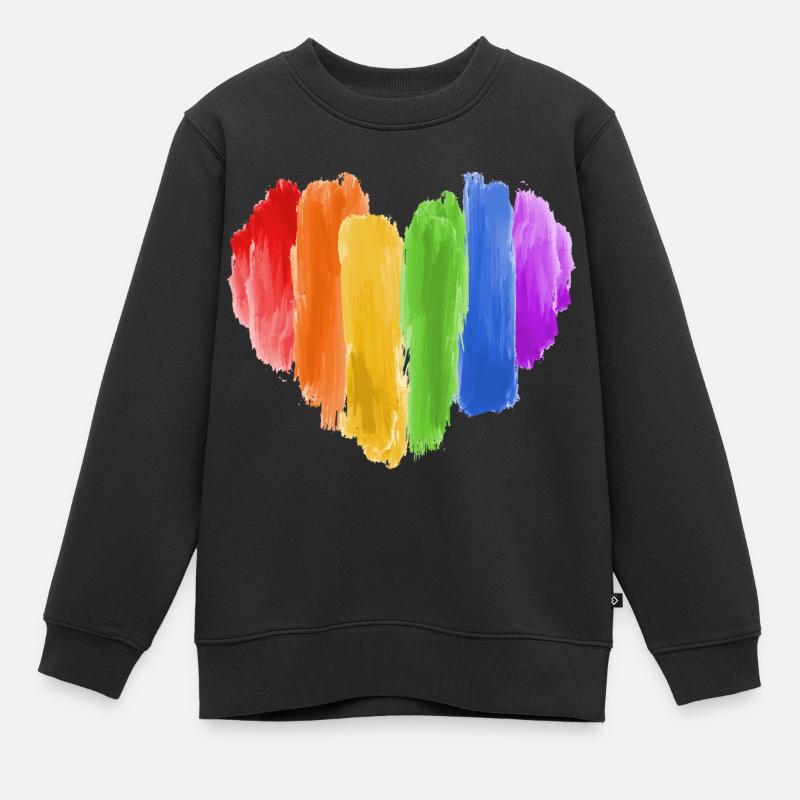 Regenbogen LGBT Herz Gay Pride Csd - Kinder Premium Organic Sweatshirt - Schwarz